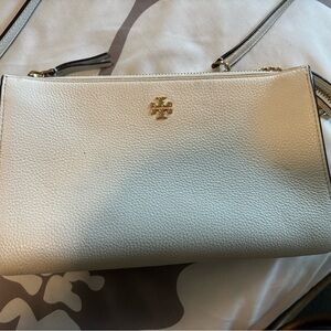Tory Burch Ivory Crossbody Bag with Gold Accents